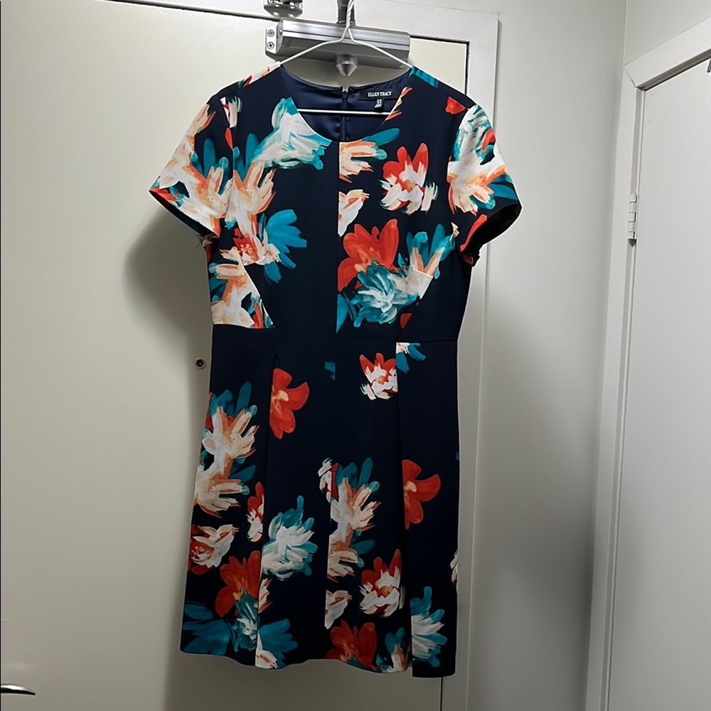 Ellen Tracy Women's Floral Navy Dress